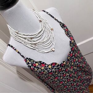 Fifty Street Floral Tank Top with Scalloped Neckline